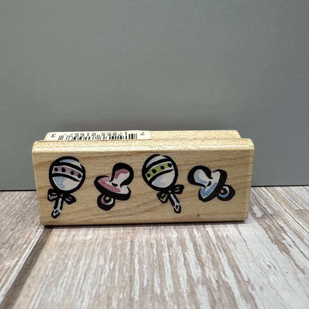 Rubber Stampede Baby Border A2269C Wood Mounted Rubber Stamp Bottles Binky